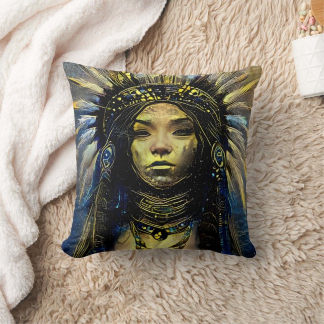 Coussin Amérindien - Plumes d'or - (Couverture)