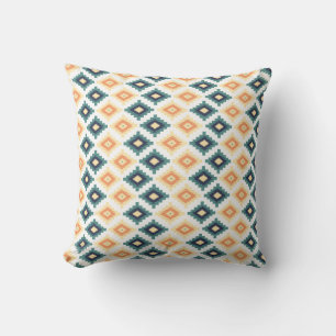 Coussin amérindien turquoise et jaune
