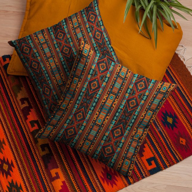 Coussin Amérindiens Motifs Boho Culture Arts Abstraits (Créateur téléchargé)