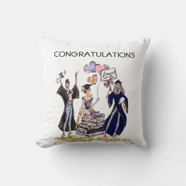 Coussin Amis afro-américains graduation Jeu d'oreiller (Recto)
