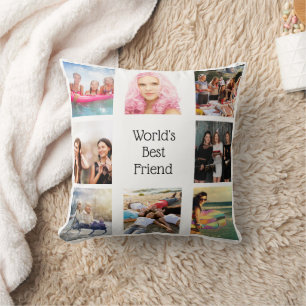 Coussin Amis BFF photo collage blanc