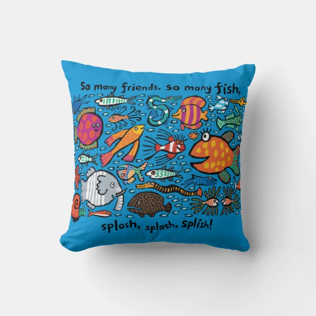 Coussin Amis colorés de poissons (Recto)