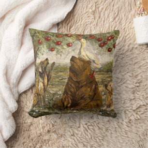 Coussin Amis du verger de pommes : Chien, Ours et Oie