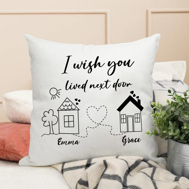 Coussin Amis en longue distance meilleurs amis mémorables (Friends in Long Distance Best Friends Memorable Throw Pillow)