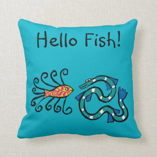 Coussin Amis illustrés colorés de poissons