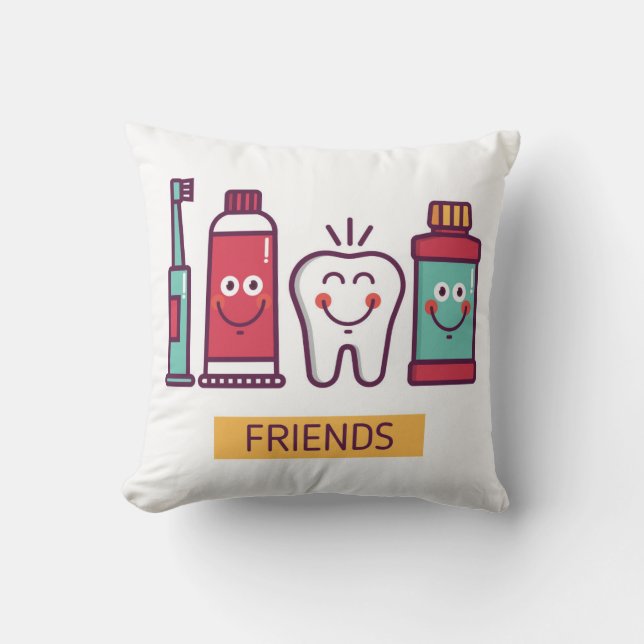 Coussin Amis oraux de soin de bande dessinée (Recto)