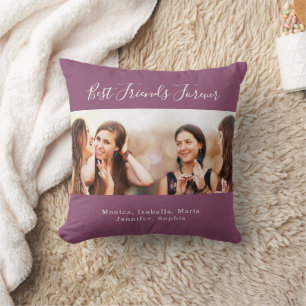 Coussin Amis pour toujours BFF nom photo violet