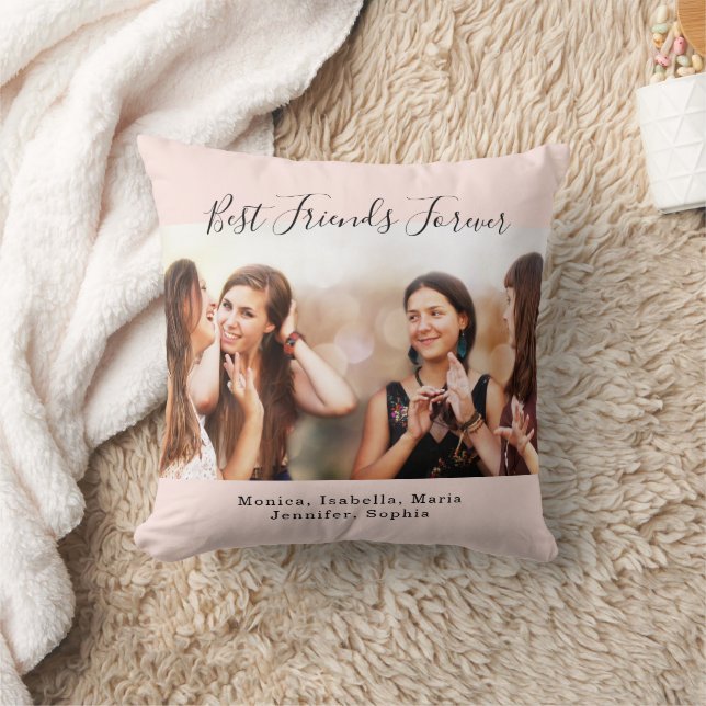 Coussin Amis pour toujours BFF noms de photo personnalisés (Couverture)