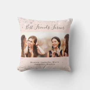 Coussin Amis pour toujours rose or argent parties scintill
