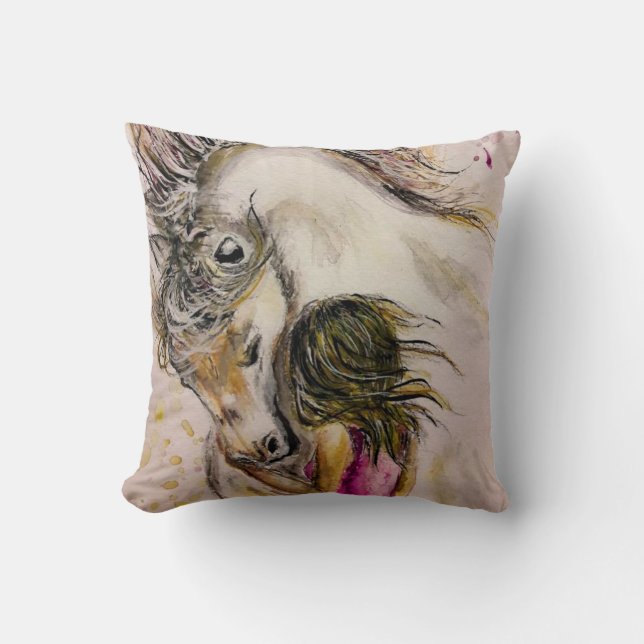 Coussin Amis sympathiques - Peinture aquarelle (Recto)