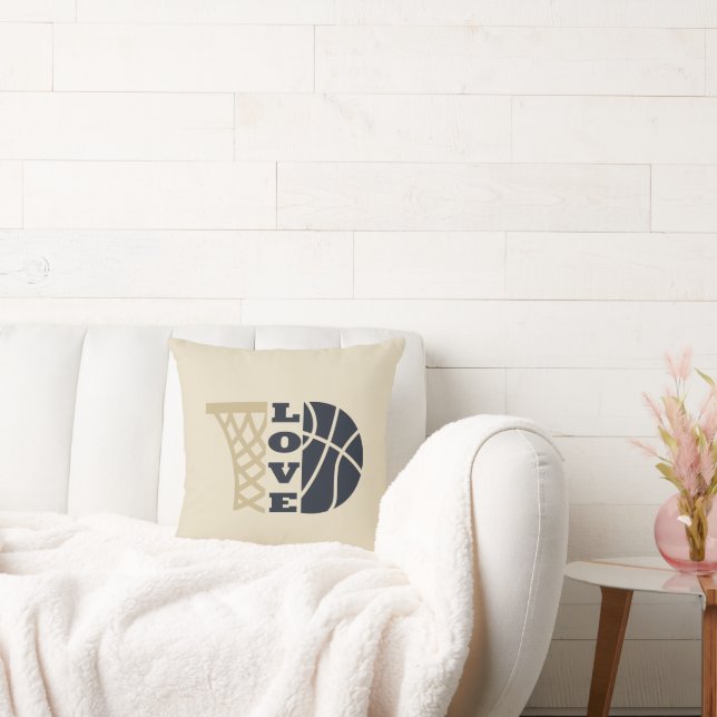 Coussin amour basket-ball et balle bleue (Canapé)