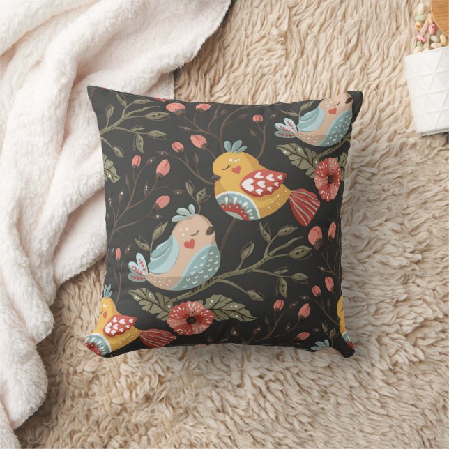 Coussin Amour Boho Birds Plan Floral (Couverture)