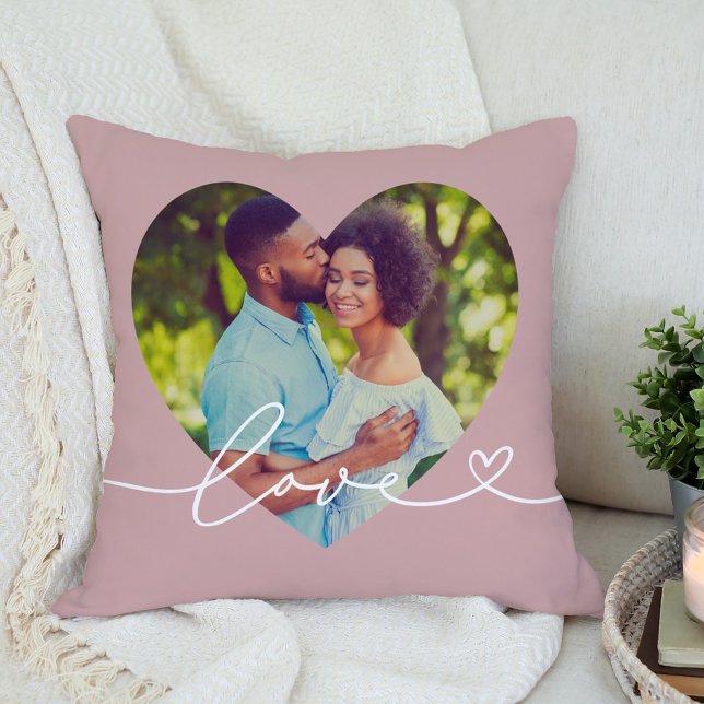 Coussin Amour dans Script Rose rose Coeur personnalisé en  (Créateur téléchargé)