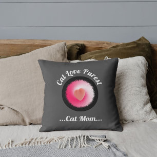 Coussin Amour de chat Citation drôle personnalisée Gris fo