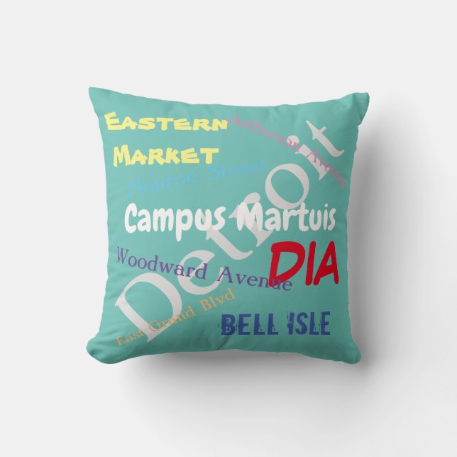 Coussin Amour de Detroit - Teal léger/vert (Recto)