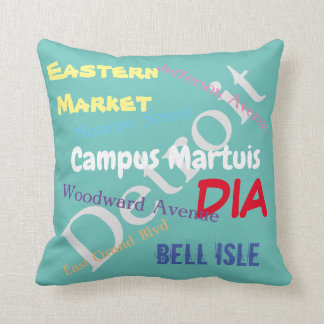 Coussin Amour de Detroit - Teal léger/vert