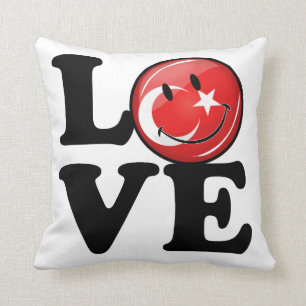 Coussin Amour de drapeau de sourire de la Turquie