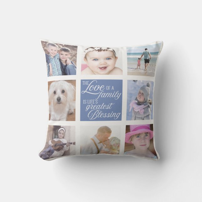 Coussin Amour de la famille | 8 Photos Carrés Couleur pers (Recto)