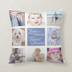 Coussin Amour de la famille   8 Photos Carrés Couleur pers
