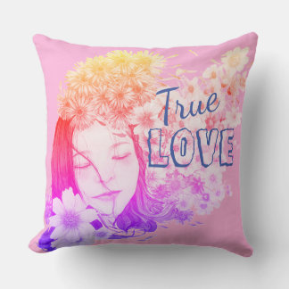 Coussin Amour de pouvoir floral féminin