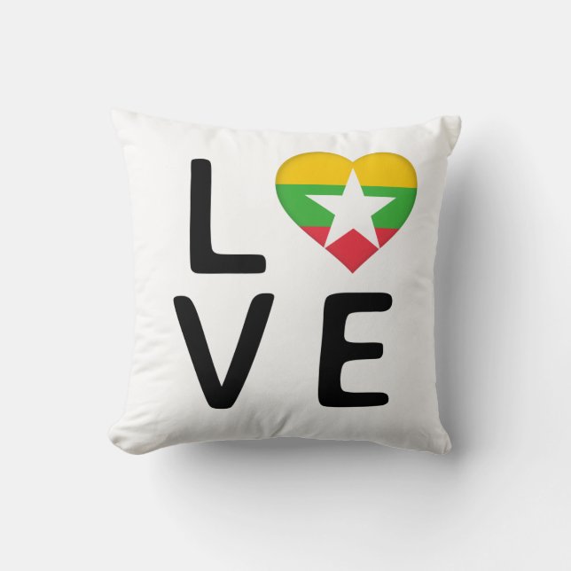 Coussin Amour - Drapeau du Myanmar (Recto)
