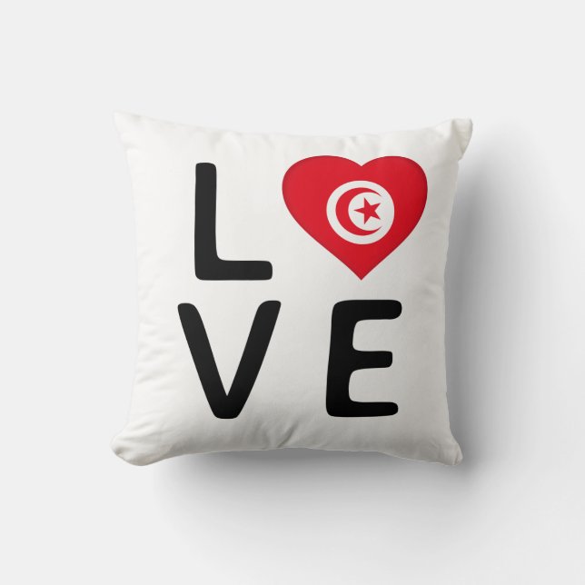 Coussin Amour - Drapeau Tunisie (Recto)
