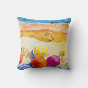 Coussin Amour du paysage marin : aquarelle peinture de vac