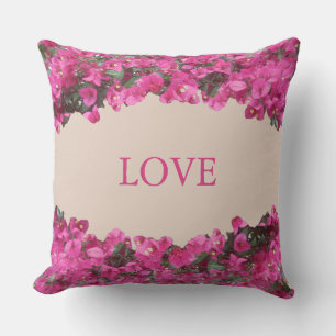 Coussin Amour élégant Fleurs tropicales sur beige