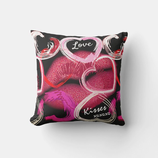 Coussin Amour et baisers Saint Valentin (Recto)