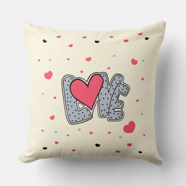 Coussin Amour et coeurs (Recto)