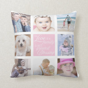 Coussin Amour familial 8 photos Carrés
