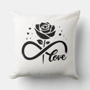 Coussin Amour Infini Rose Noire - Amour Romantique Éternel