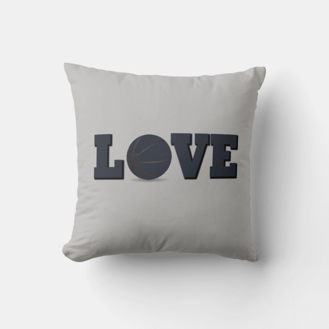 Coussin Amour jeu de basket avec balle bleue (Recto)