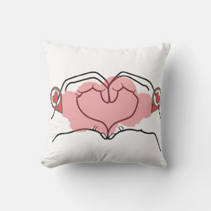 Coussin Amour minimaliste Ligne artistique Mains tenant un