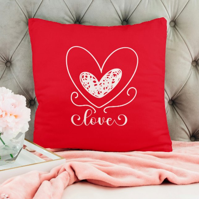 Coussin Amour moderne Coeur rouge Heureux Valentines Jour  (Créateur téléchargé)