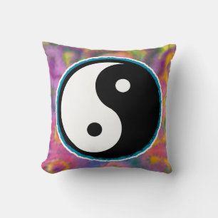 Coussin Amour, Paix et Teinture Yin Yang Haut Jeu d'oreill