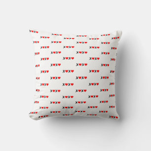 Coussin Amour passionné Embracé dans les Coeurs rouges XOX