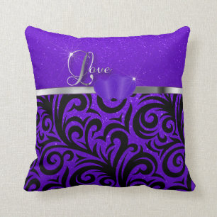 Coussin Amour pourpre élégant de parties scintillantes