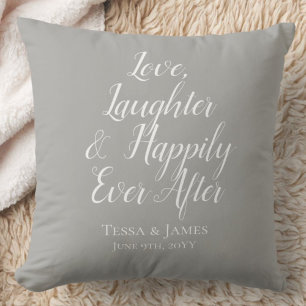 Coussin Amour Rires Heureux Pour Toujours Date de Mariag