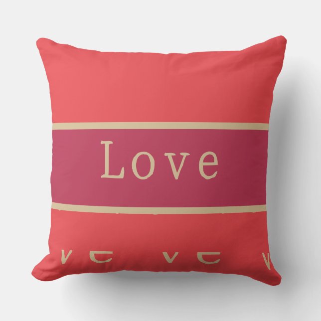 Coussin Amour | Typographie rouge or rose chaud (Recto)