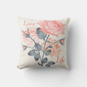 Coussin Amour Vie Crème Tone Floral Jeu d'oreiller