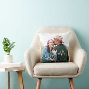 Coussin Amoureux Amour Écriture Élégante Photo Nom