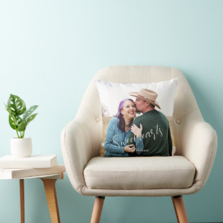 Coussin Amoureux Amour Écriture Élégante Photo Nom