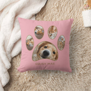 Coussin Amoureux des animaux Or Empreinte de patte Nom Pho