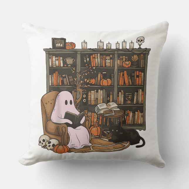 Coussin Amoureux des chats du livre de lecture Ghost Hallo (Recto)