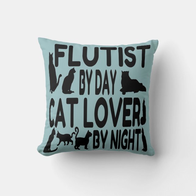 Coussin Amoureux des chats Flutist (Recto)