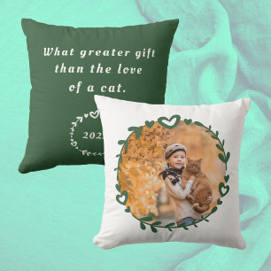 Coussin Amoureux des chats Photo et devis vert