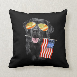 Coussin Amoureux des chiens  Black Labrador USA American F