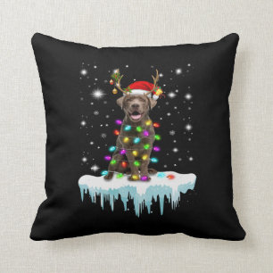 Coussin Amoureux des chiens Chocolat Labrador Christmas L