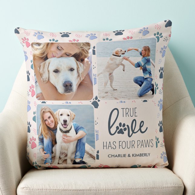 Coussin Amoureux des chiens Customisé 3 Empreinte de patte (Créateur téléchargé)